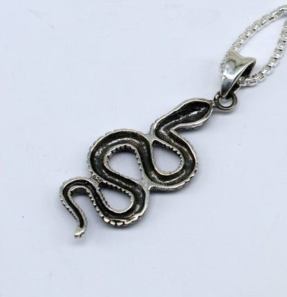 925 sterling silver waved snake pendant featuring a king cobra design, showcasing intricate craftsmanship and symbolic elegance.