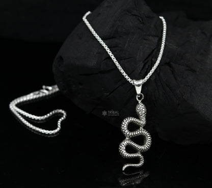 925 sterling silver waved snake pendant featuring a king cobra design, showcasing intricate craftsmanship and symbolic beauty.