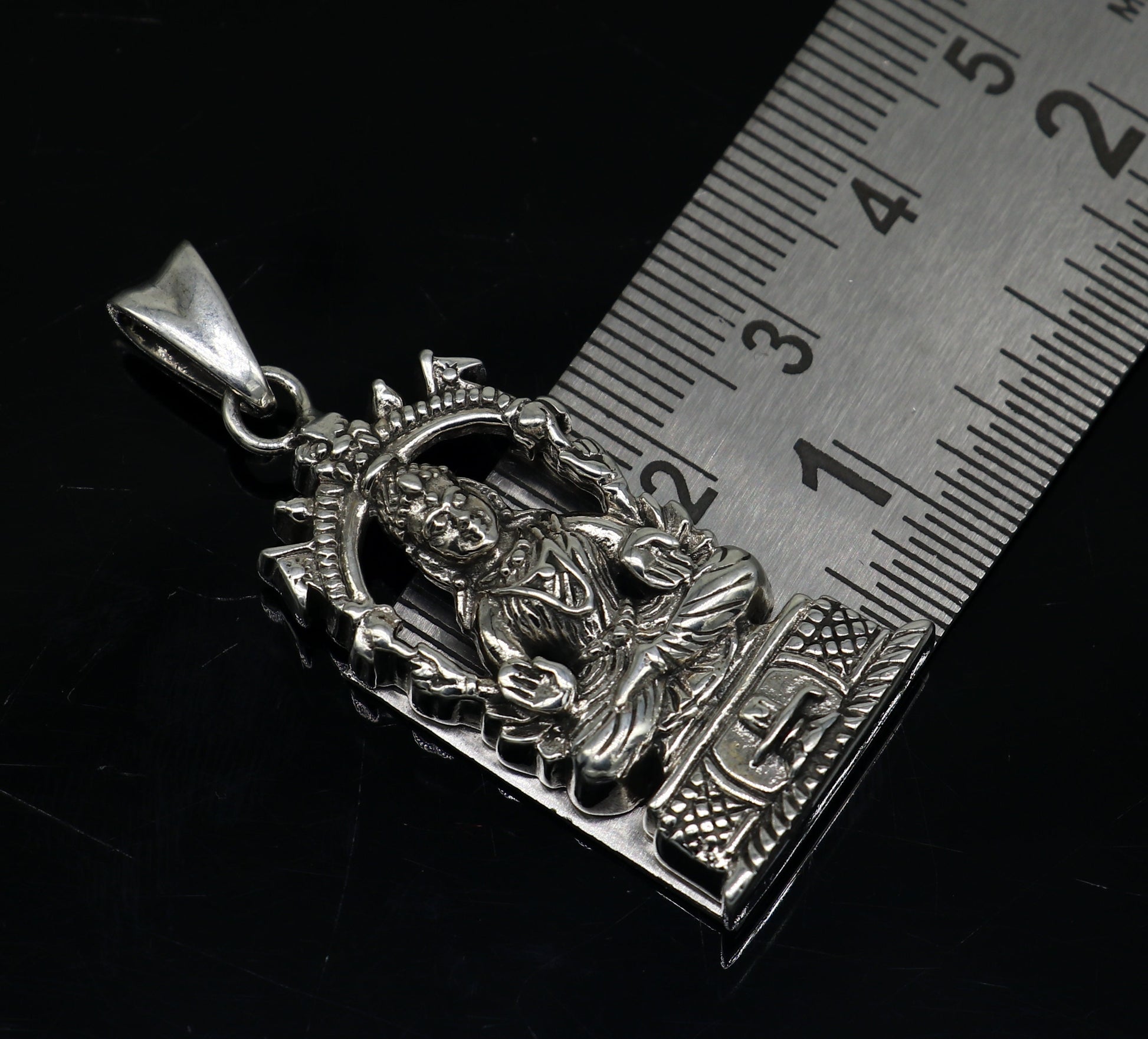 Pure 925 sterling silver vintage Antique stylish Hindu goddess Laxmi Pendant, amazing design stunning pendant unisex gifting jewelry ssp530 - TRIBAL ORNAMENTS