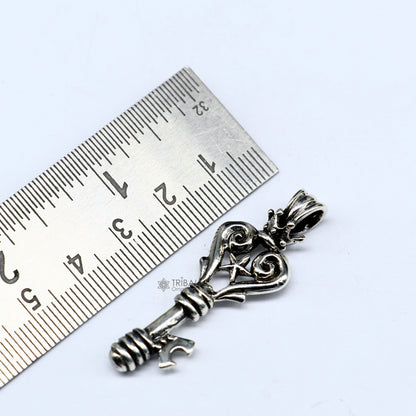 Sterling silver key pendant by TRIBAL ORNAMENTS, vintage-style handmade jewelry for boys and girls.