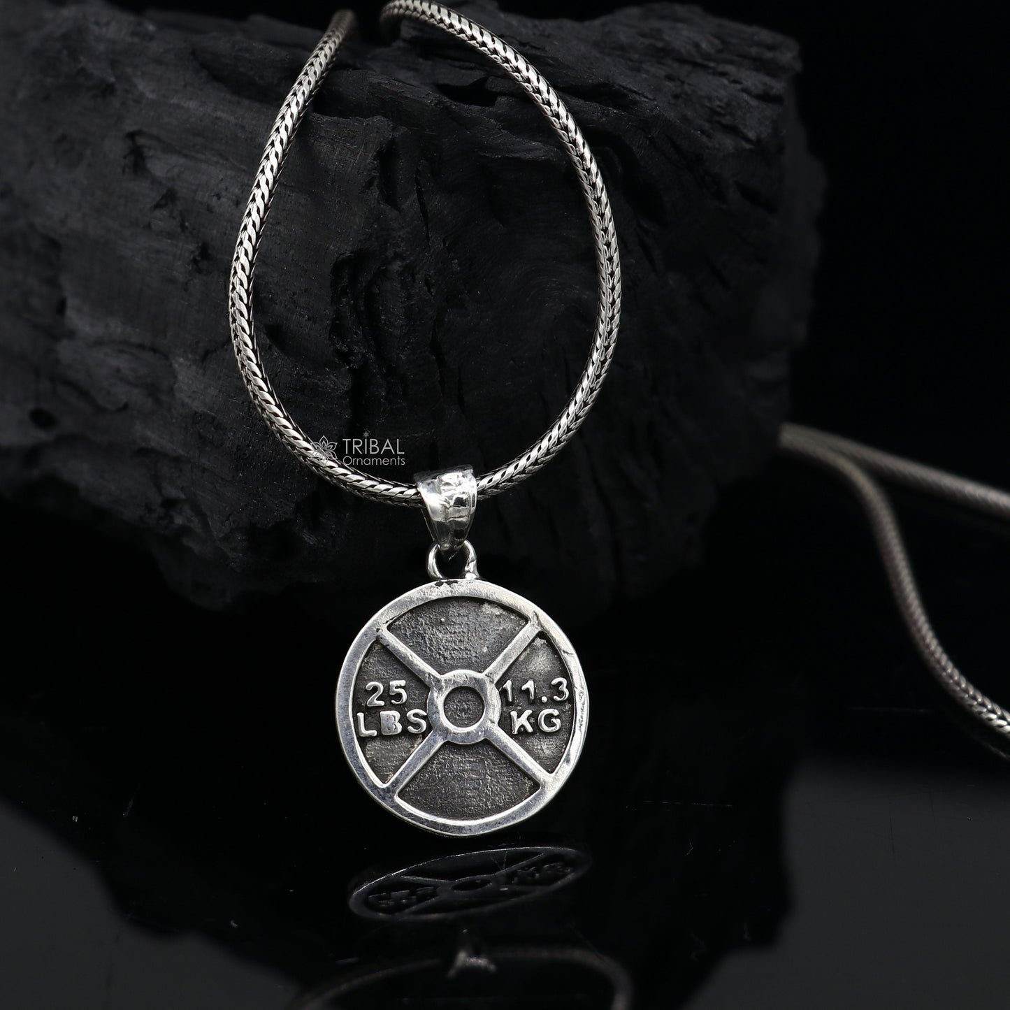 Amazing 925 sterling silver handmade barbel weight plate design pendant, high quality silver small pendant for zym or gym boy girls nsp671 - TRIBAL ORNAMENTS