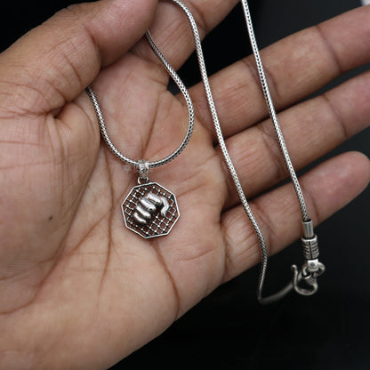 925 sterling silver wrist punch pendant with handmade tribal design, suitable for gym boys and girls, by Tribal Ornaments.