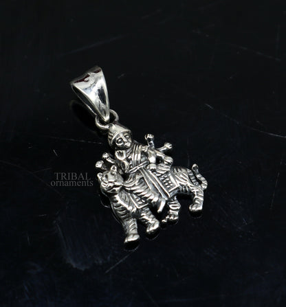 925 sterling silver Goddess Bhawani Durga Mataji pendant, tribal unisex jewelry, detailed divine goddess locket, tribal ornaments SSP1683