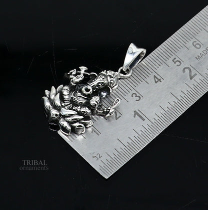 Stylish unisex 925 sterling silver Ganesha pendant by Tribal Ornaments, handcrafted blessing jewelry with personalized design.