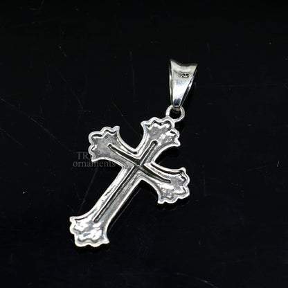 925 sterling silver holy cross pendant by TRIBAL ORNAMENTS, unisex jewelry with a unique, stylish design, perfect for spiritual accessorizing.