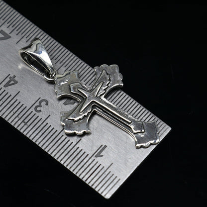 925 sterling silver holy cross pendant by TRIBAL ORNAMENTS, stylish unisex jewelry with a unique divine design.