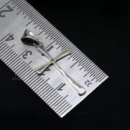Elegant 925 sterling silver holy cross pendant by TRIBAL ORNAMENTS, unisex jewelry with a unique, stylish design for gift-giving.