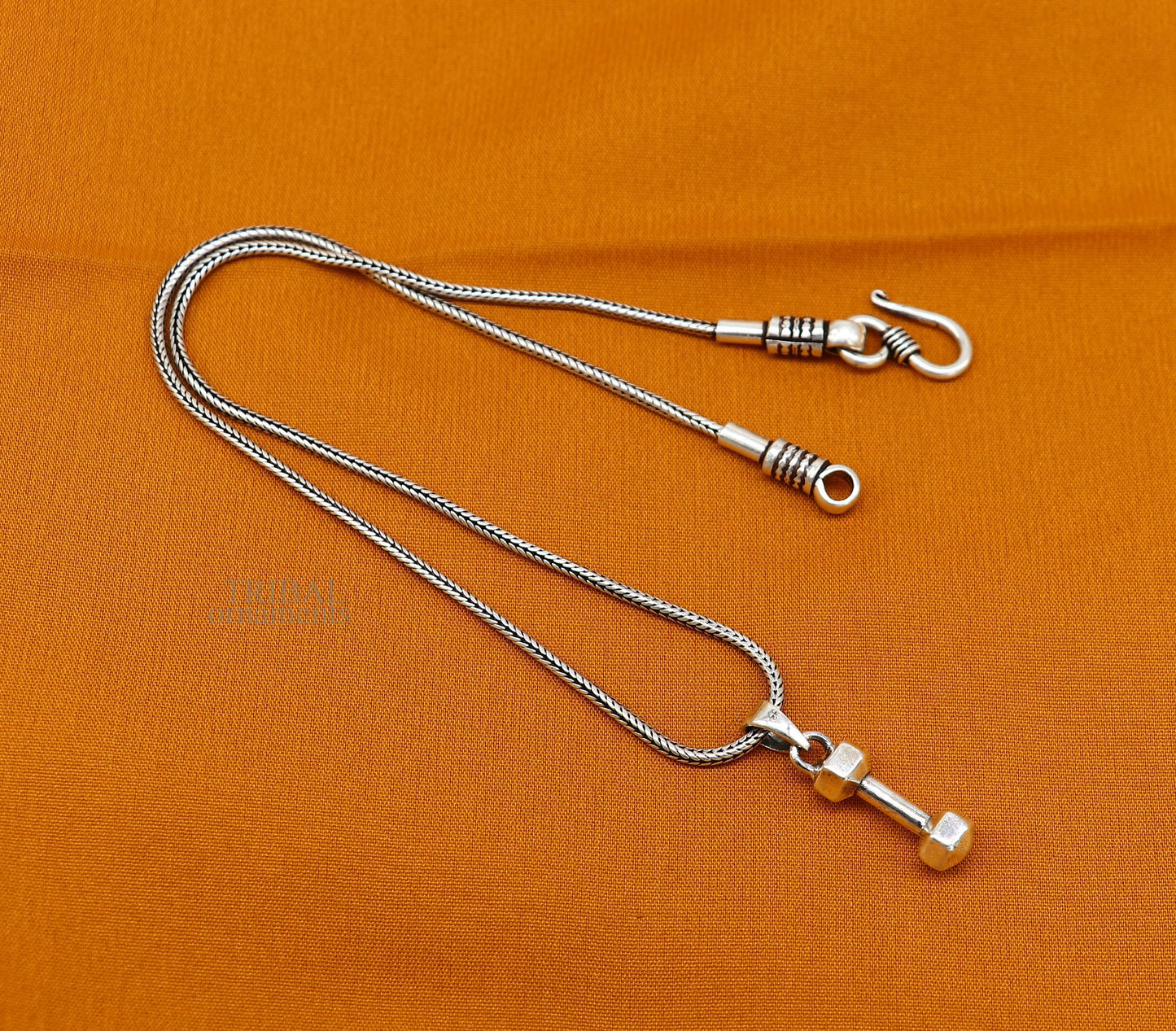 Elegant 925 sterling silver unique barbell dumbbell pendant, excellent design stylish unisex pendant jewelry from India ssp1720 - TRIBAL ORNAMENTS