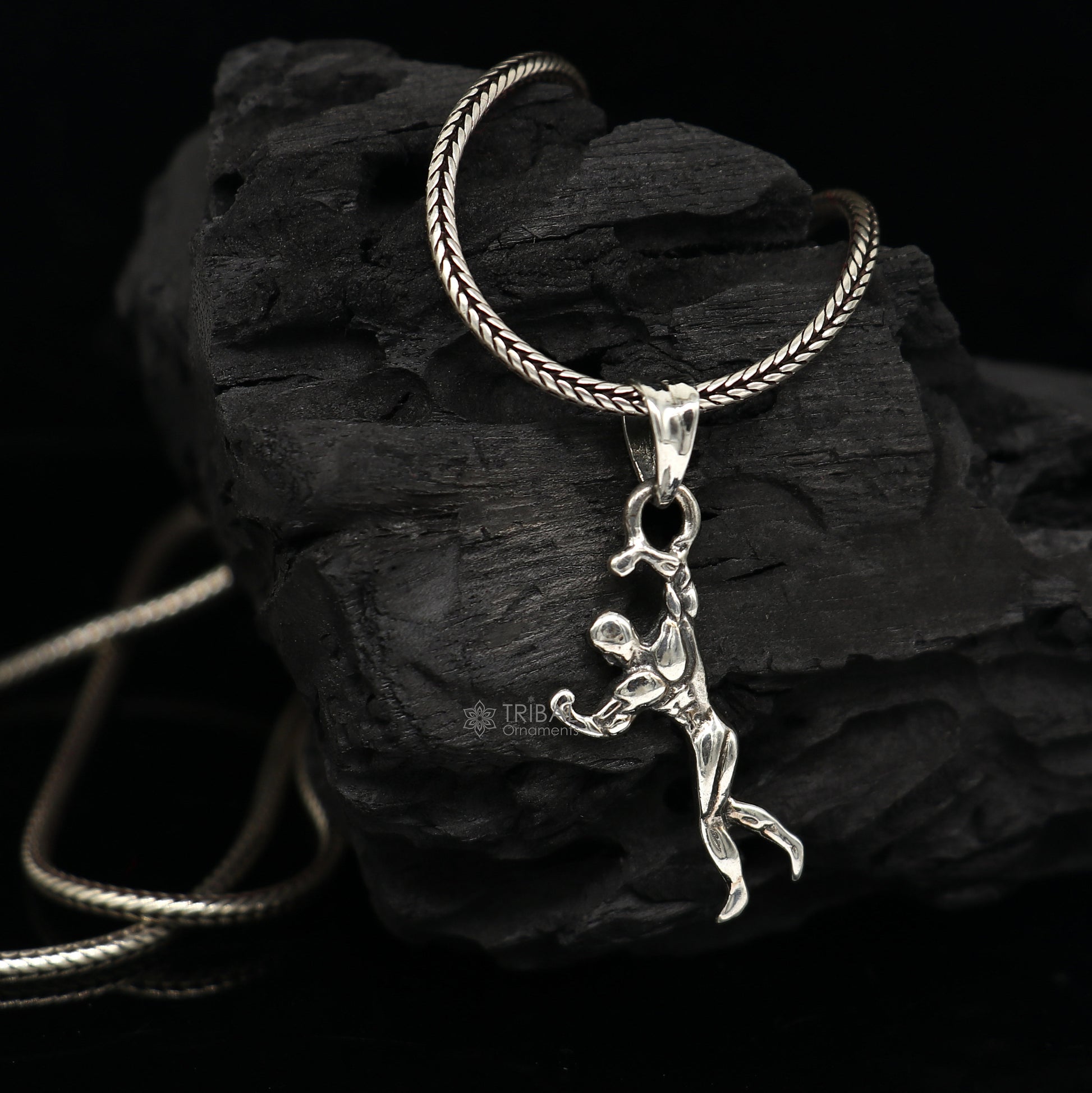 Unisex 925 sterling silver body builder pendant with tribal ornament design, perfect for gifting or personal style.