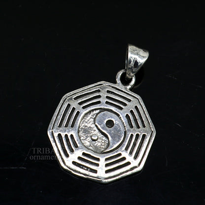 Unisex 925 sterling silver pendant with a round tribal design, personalized jewelry gift, stylish and exclusive by TRIBAL ORNAMENTS.