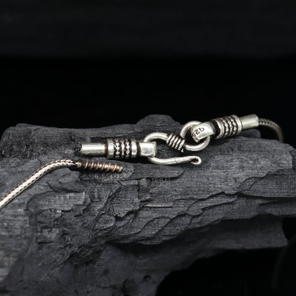 925 sterling silver Hanuman mace pendant with Bgota/Gada Sakha design, unisex style, detailed tribal ornament craftsmanship.