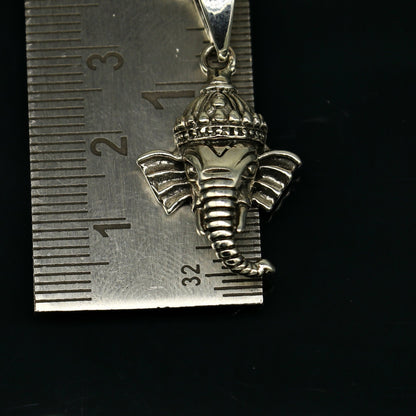 Sterling silver Lord Ganesha pendant by TRIBAL ORNAMENTS, unisex handmade jewelry with unique, stylish design.