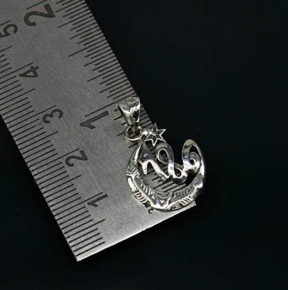 Handmade 925 sterling silver lucky number 786 pendant by TRIBAL ORNAMENTS, featuring a unique unisex design.