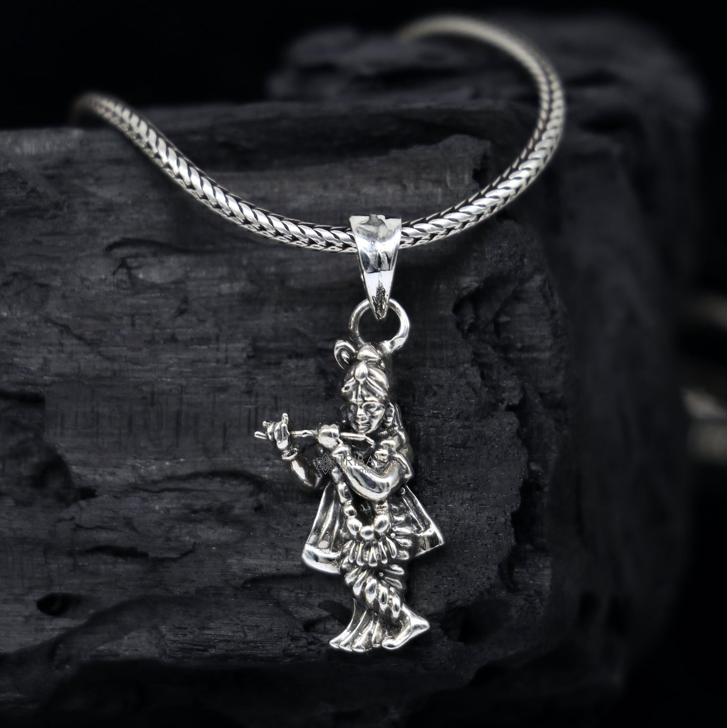 Lord Krishna 925 sterling silver small pendant, Lord Krishna Pendant is a symbol of love, wisdom, and spiritual devotion unisex gift nsp661 - TRIBAL ORNAMENTS