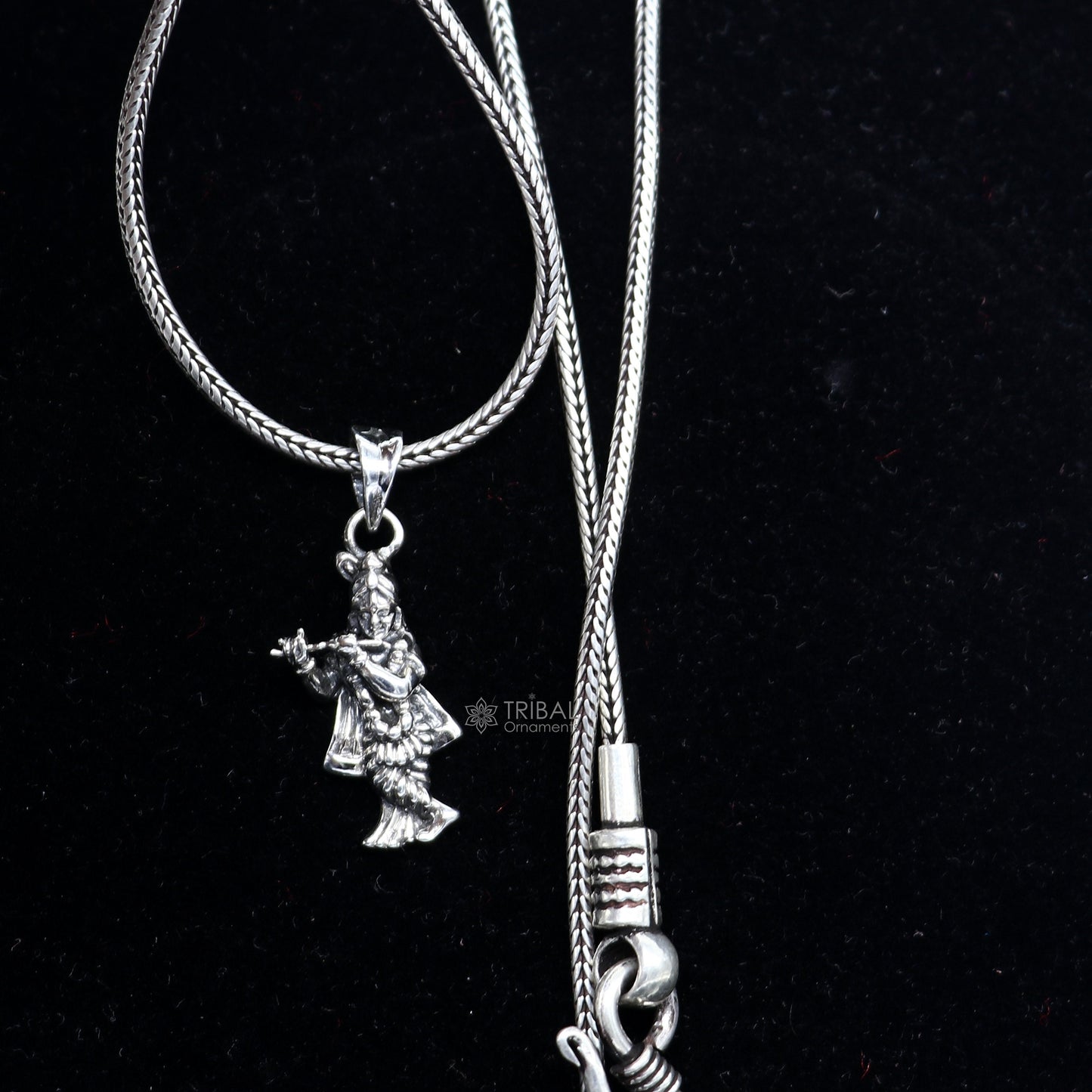 Lord Krishna 925 sterling silver small pendant, Lord Krishna Pendant is a symbol of love, wisdom, and spiritual devotion unisex gift nsp661 - TRIBAL ORNAMENTS