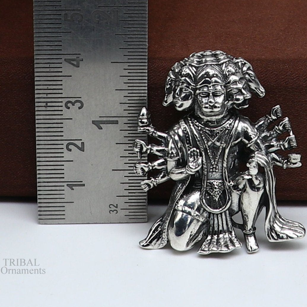 Pure 925 sterling silver handmade Hindu god Lord Panchmukhi Hanuman pendant, amazing designer fabulous pendant unisex gifting jewelry nsp449 - TRIBAL ORNAMENTS