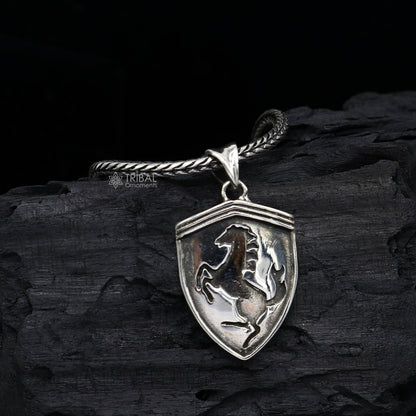 925 silver Pegasus unicorn pendant by TRIBAL ORNAMENTS featuring a detailed horse and wing design symbolizing wisdom and understanding.