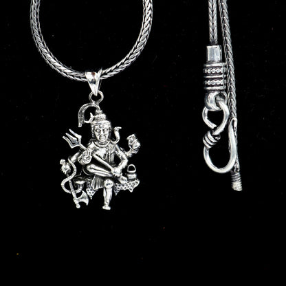 Sterling silver Lord Mahakal pendant featuring intricate divine Lord Shiva design, crafted by Tribal Ornaments.