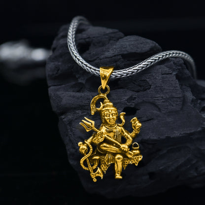 925 sterling silver Lord Mahakal pendant featuring intricate divine Lord Shiva design, tribal ornament jewelry accessory.