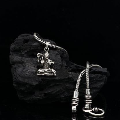 925 sterling silver Lord Shiva pendant by TRIBAL ORNAMENTS, unisex jewelry with intricate design and religious symbolism.