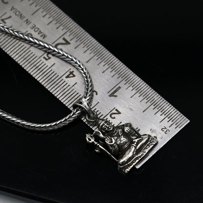 Unisex 925 sterling silver Lord Shiva pendant by TRIBAL ORNAMENTS, featuring intricate design and spiritual craftsmanship.