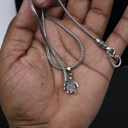 925 sterling silver Tortoise pendant from Tribal Ornaments, featuring a detailed tortoise design symbolizing wisdom and stability.