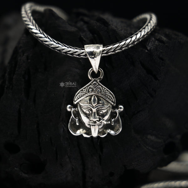 Sterling silver Goddess Mahakali pendant by Tribal Ornaments featuring Kali Mata design for divine protection and spiritual energy.