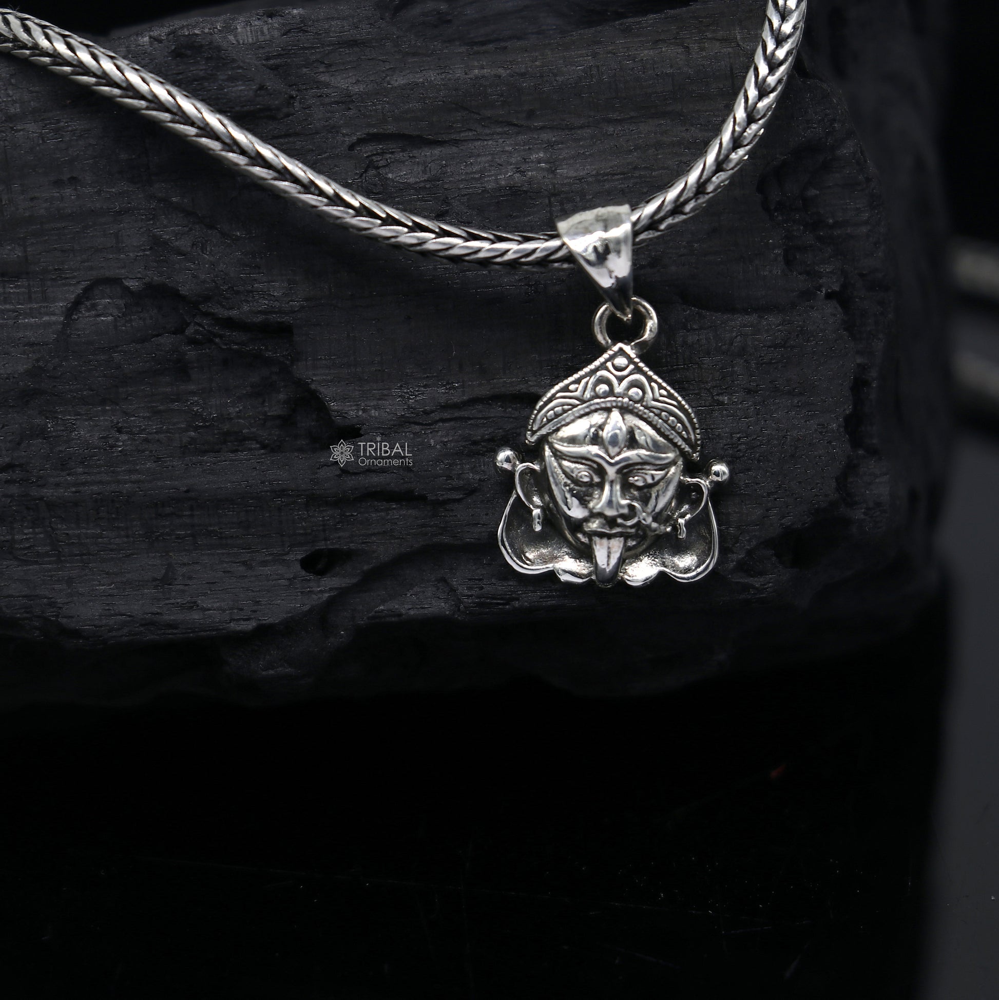 925 Sterling silver goddess MAHAKALI/KALI MATA design divine kali devi maa pendant for protection nsp700 - TRIBAL ORNAMENTS
