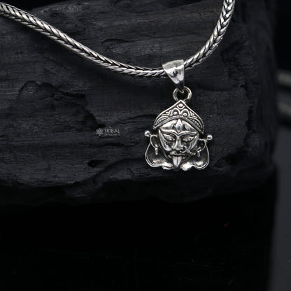 Sterling silver goddess Mahakali pendant by Tribal Ornaments featuring Kali Mata design for divine protection.