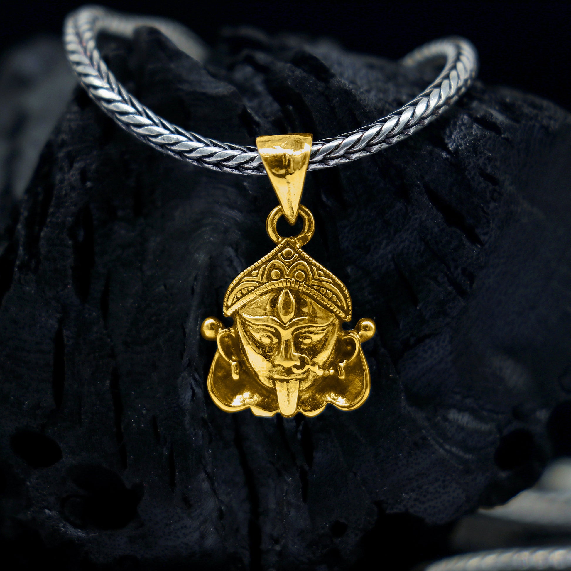 925 Sterling silver goddess MAHAKALI/KALI MATA design divine kali devi maa pendant for protection nsp700 - TRIBAL ORNAMENTS