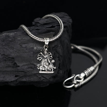 Sterling silver goddess Mahakali or Kali Maa pendant for protection, unisex tribal jewelry from Tribal Ornaments.