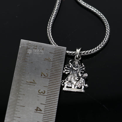 Sterling silver Goddess Mahakali or Kalika Maa pendant, unisex divine jewelry with protective goddess design by Tribal Ornaments