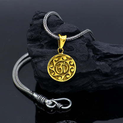 925 sterling silver Divine 'Aum' OM pendant by TRIBAL ORNAMENTS, handcrafted tribal jewelry with good luck symbolism