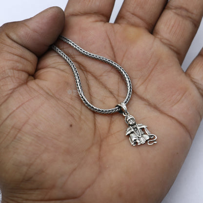 Sterling silver Lord Hanuman pendant, handmade Hindu idol jewelry, unisex divine gift, tribal ornaments gift jewelry.