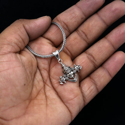 Sterling silver Lord Tirupati Balaji Venketshwara pendant by Tribal Ornaments, handmade Hindu deity jewelry for unisex gifting.