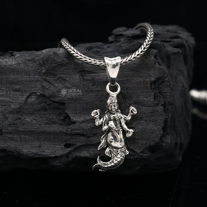 925 sterling silver God Vishnu pendant, handmade Hindu Lord Narayanan jewelry, unisex divine gifting jewelry by TRIBAL ORNAMENTS
