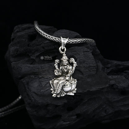 Handmade 925 Sterling silver Goddess Saraswati pendant, detailed tribal design, perfect for student jewelry by Tribal Ornaments.