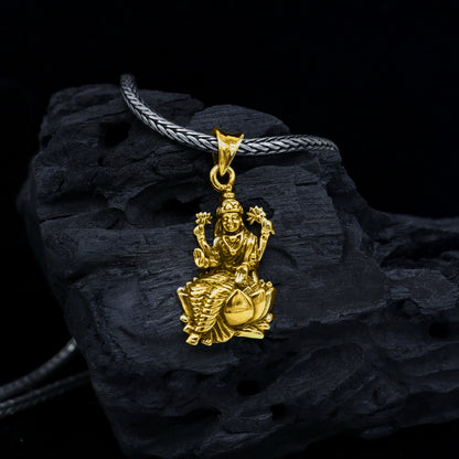 925 Sterling silver Goddess Saraswati pendant, handmade tribal jewelry featuring intricate goddess design for students and jewelry lovers.