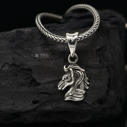 Sterling silver horse unicorn Pegasus pendant by TRIBAL ORNAMENTS, showcasing a detailed, stylish customized jewelry necklace.