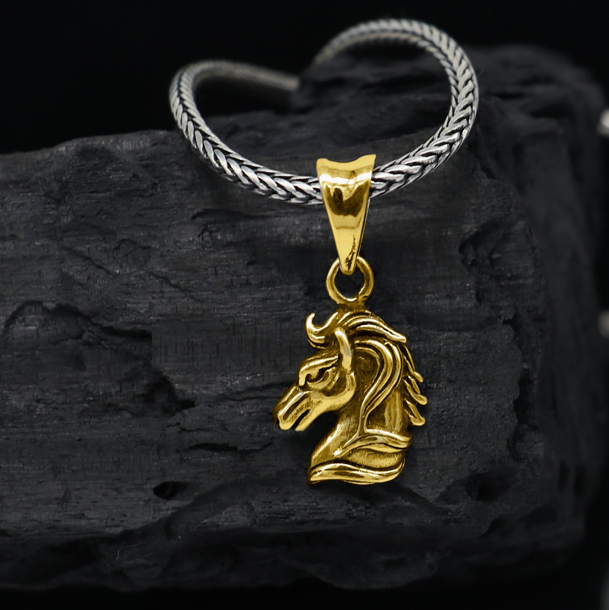 Sterling silver horse unicorn Pegasus pendant from TRIBAL ORNAMENTS, featuring a detailed, stylish customized jewelry design.
