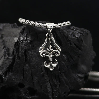 Sterling silver Lord Shiva Trident Trishul pendant, unisex jewelry by Tribal Ornaments, featuring intricate design on high-quality necklace