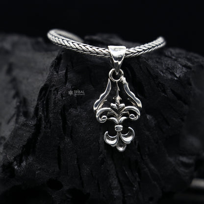 Sterling silver Lord Shiva Trident Trishul pendant, unisex jewelry by Tribal Ornaments, featuring high-quality intricate design.