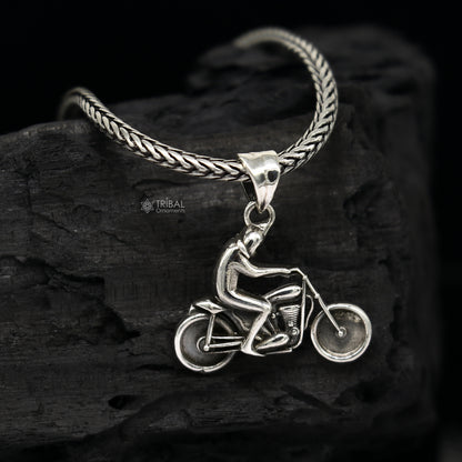 925 sterling silver Royal Enfield bike pendant for bike lovers, featuring detailed motorcycle design by Tribal Ornaments.
