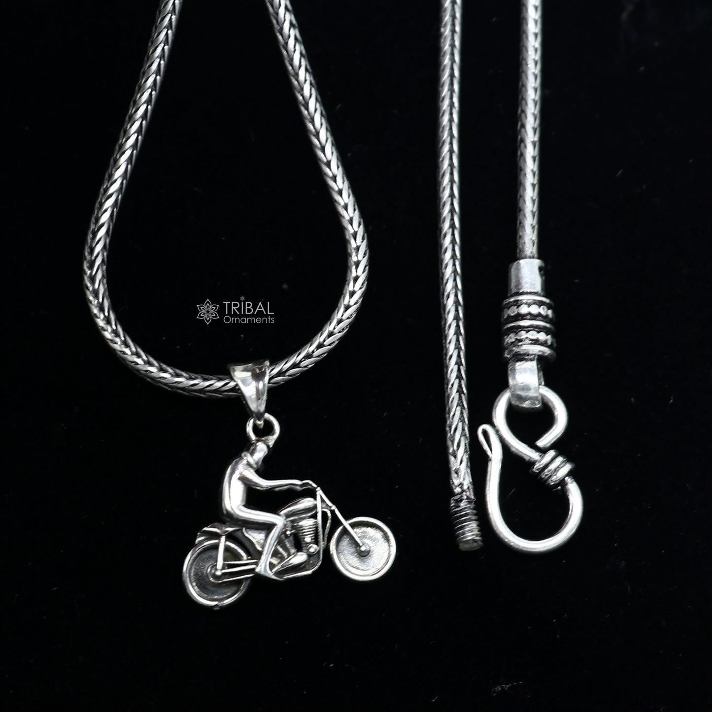 925 sterling silver Royal Enfield bike pendant for bike lovers, detailed motorcycle design, high-quality jewelry by Tribal Ornaments