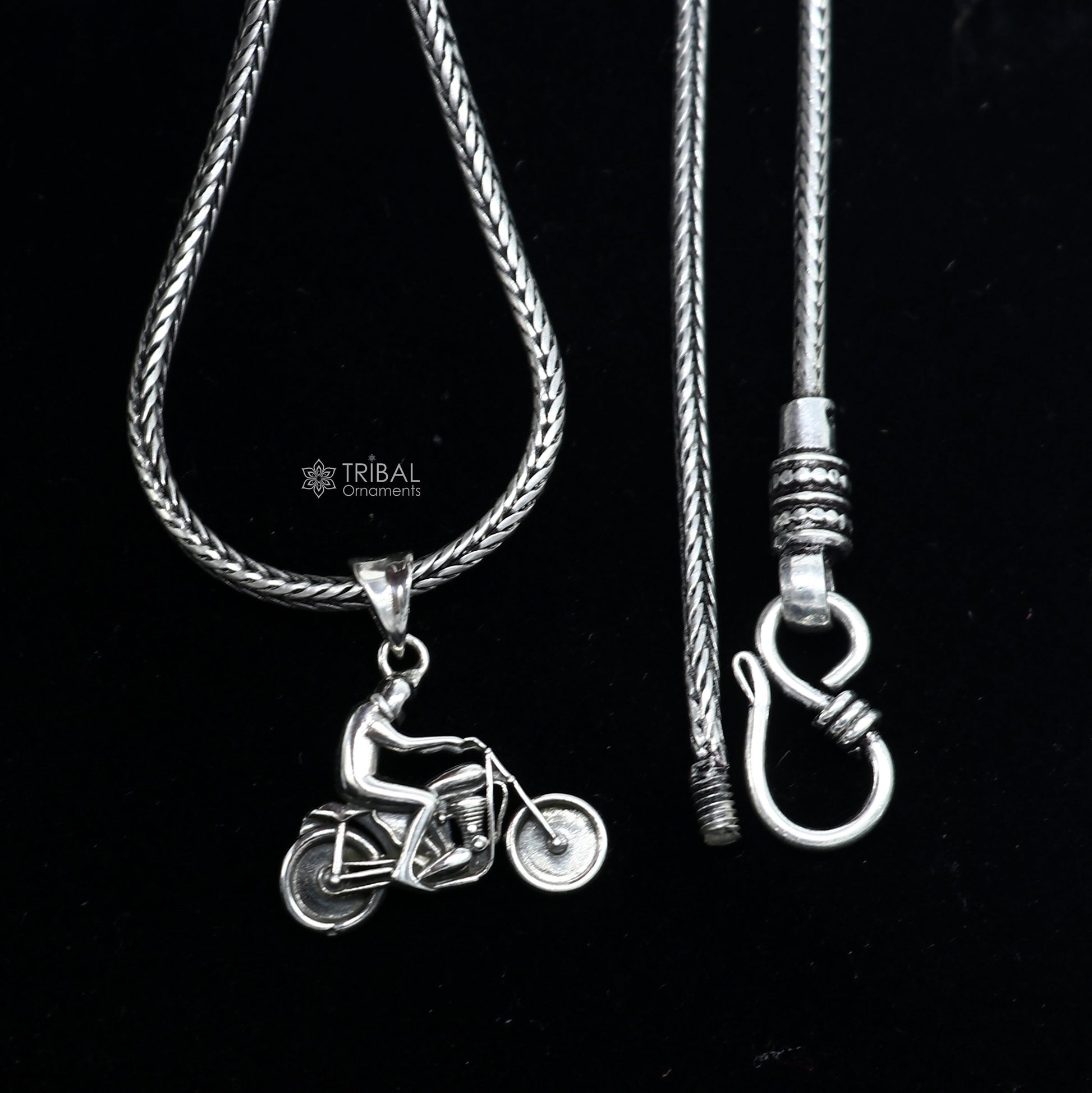 925 sterling silver Royal Enfield bike pendant for bike lovers, detailed motorcycle design, high-quality jewelry by Tribal Ornaments