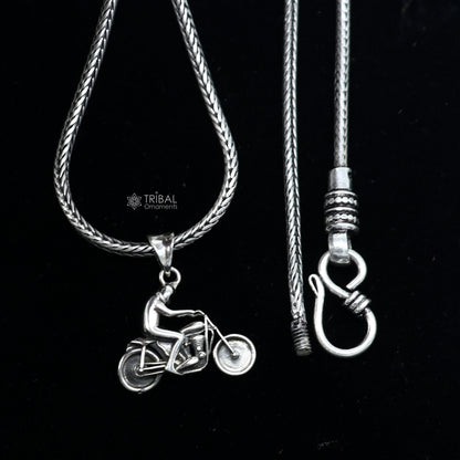925 sterling silver Royal Enfield bike pendant for bike lovers, detailed motorcycle design, high-quality jewelry by Tribal Ornaments