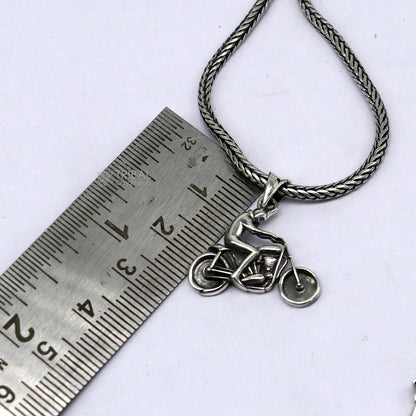 925 sterling silver Royal Enfield bike pendant, detailed motorcycle charm for bike enthusiasts, jewelry necklace accessory.