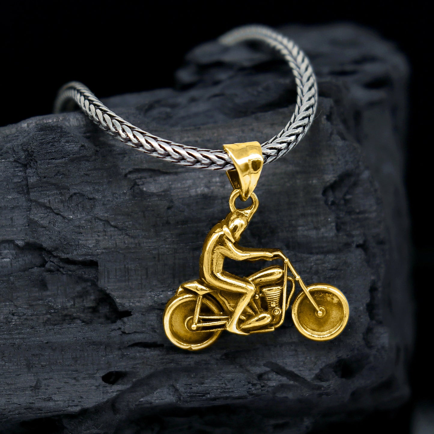 925 sterling silver Royal Enfield bike pendant for bike lovers, featuring detailed motorcycle design and high-quality craftsmanship.