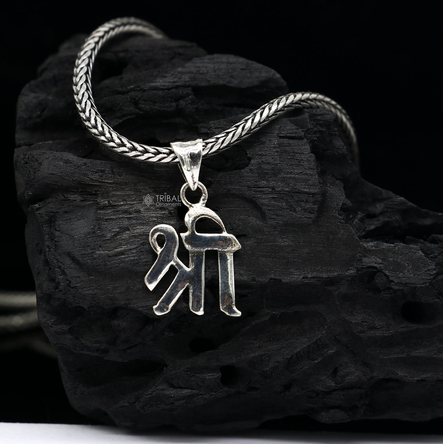 925 silver Hindu "Shree" pendant, unisex divine jewelry, intricate tribal design, powerful spiritual symbol for necklaces