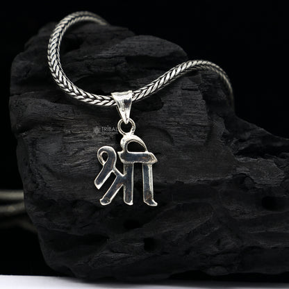 925 silver Hindu "Shree" pendant, unisex divine jewelry, intricate tribal design, powerful spiritual symbol for necklaces